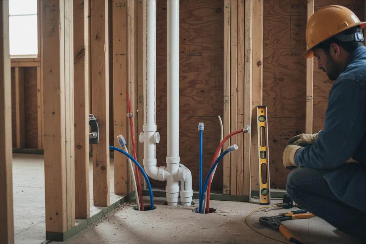 Drain and supply rough-in during Drain Cleaning in Fort Eustis